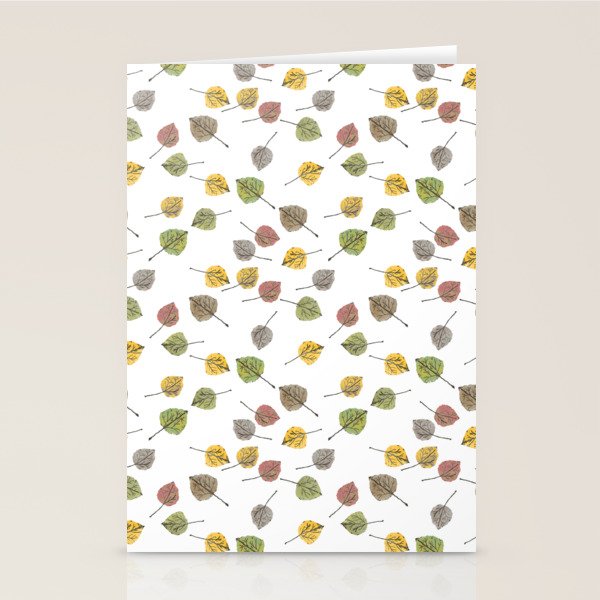 Colorado Aspen Tree Leaves Hand-painted Watercolors in Golden Autumn Shades on Clear Stationery Card Gallery Image 1