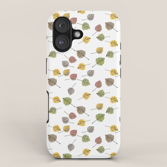 Colorado Aspen Tree Leaves Hand-painted Watercolors in Golden Autumn Shades on Clear iPhone Case Gallery Image 1