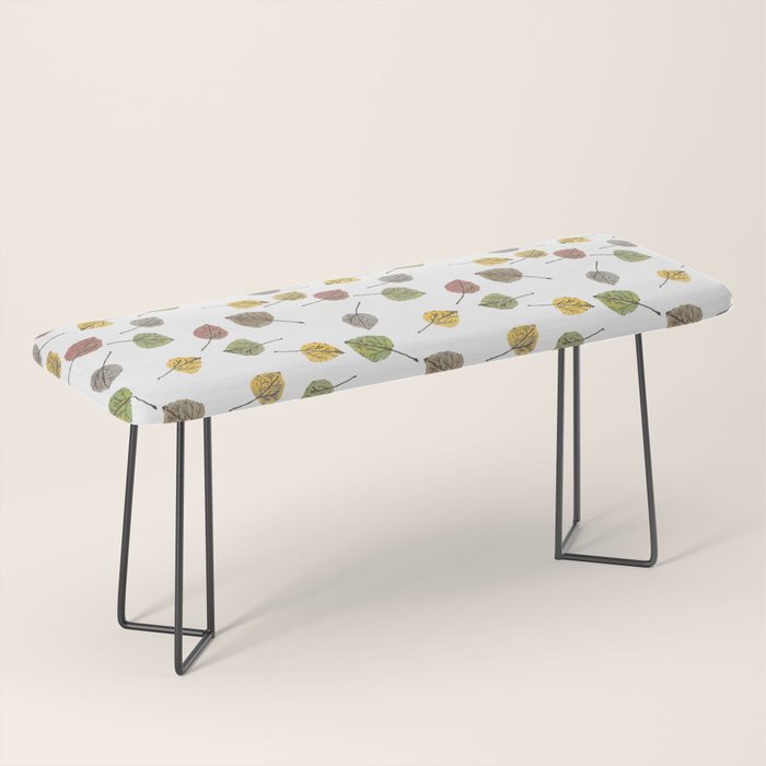 Colorado Aspen Tree Leaves Hand-painted Watercolors in Golden Autumn Shades on Clear Bench Gallery Image 1