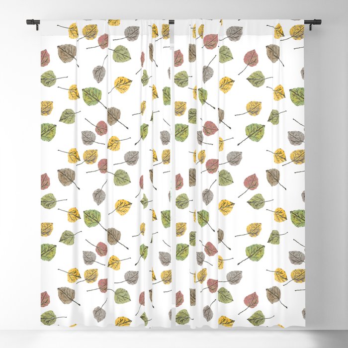 Colorado Aspen Tree Leaves Hand-painted Watercolors in Golden Autumn Shades on Clear Window Curtain Gallery Image 5