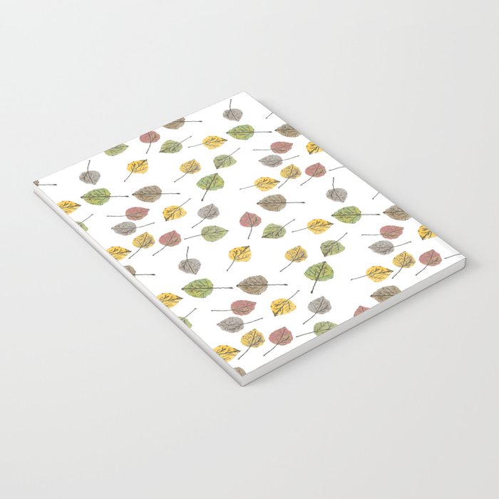 Colorado Aspen Tree Leaves Hand-painted Watercolors in Golden Autumn Shades on Clear Notebook Gallery Image 3