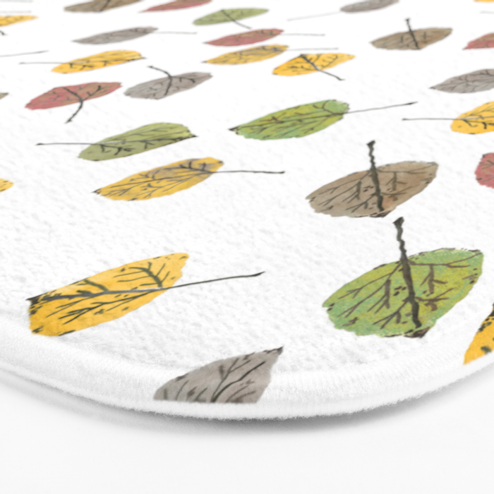 Colorado Aspen Tree Leaves Hand-painted Watercolors in Golden Autumn Shades on Clear Bath Mat Gallery Image 3