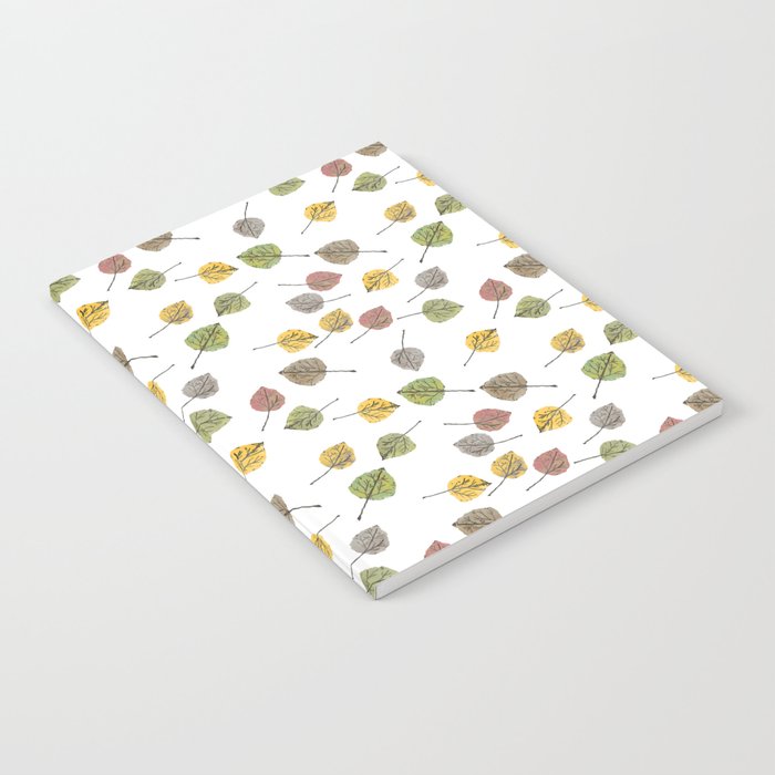 Colorado Aspen Tree Leaves Hand-painted Watercolors in Golden Autumn Shades on Clear Notebook Gallery Image 2