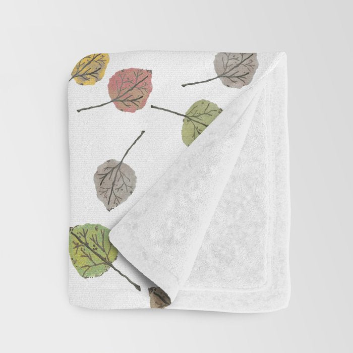 Colorado Aspen Tree Leaves Hand-painted Watercolors in Golden Autumn Shades on Clear Throw Blanket Gallery Image 3