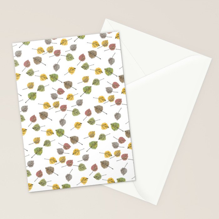 Colorado Aspen Tree Leaves Hand-painted Watercolors in Golden Autumn Shades on Clear Stationery Card Gallery Image 2