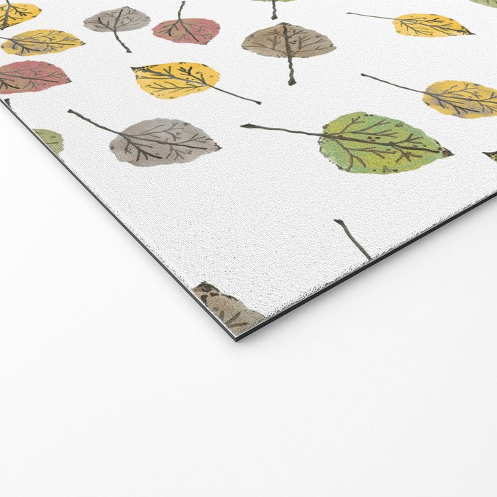 Colorado Aspen Tree Leaves Hand-painted Watercolors in Golden Autumn Shades on Clear Welcome Mat Gallery Image 2