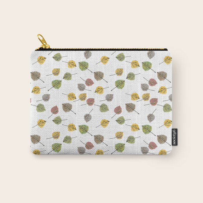 Colorado Aspen Tree Leaves Hand-painted Watercolors in Golden Autumn Shades on Clear Carry All Pouch Gallery Image 1