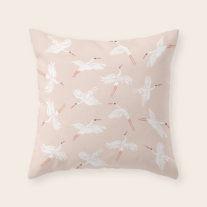 Crane Dance Throw Pillow Gallery Image 1