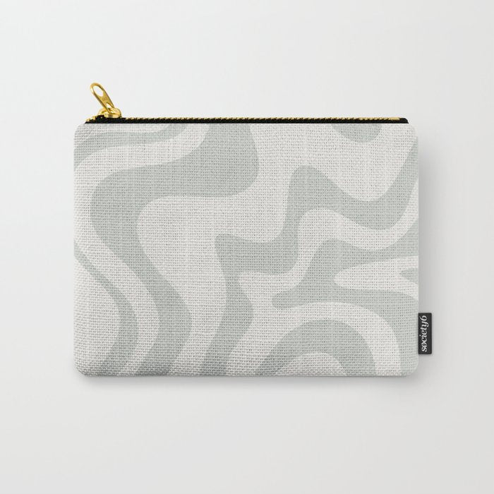 Liquid Swirl Abstract Pattern in Pale Stone and Light Silver Sage Gray Carry All Pouch Gallery Image 1