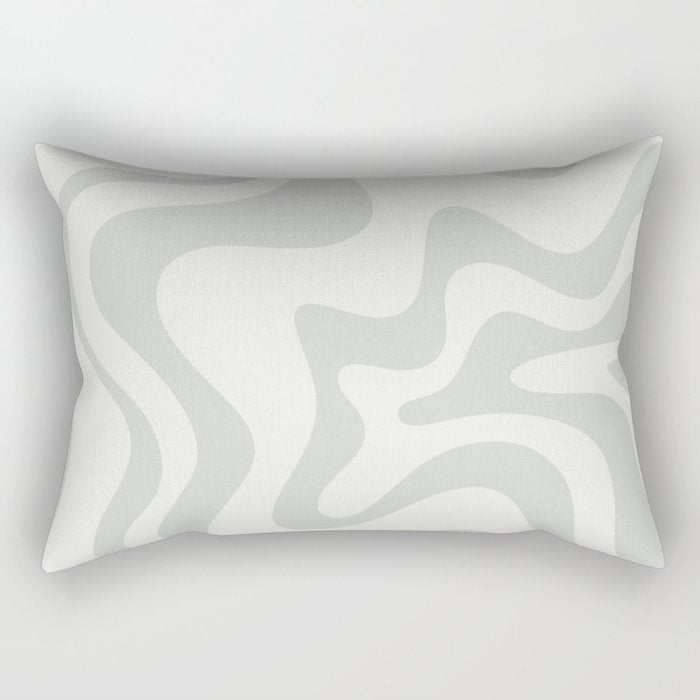 Liquid Swirl Abstract Pattern in Pale Stone and Light Silver Sage Gray Rectangular Pillow Gallery Image 2