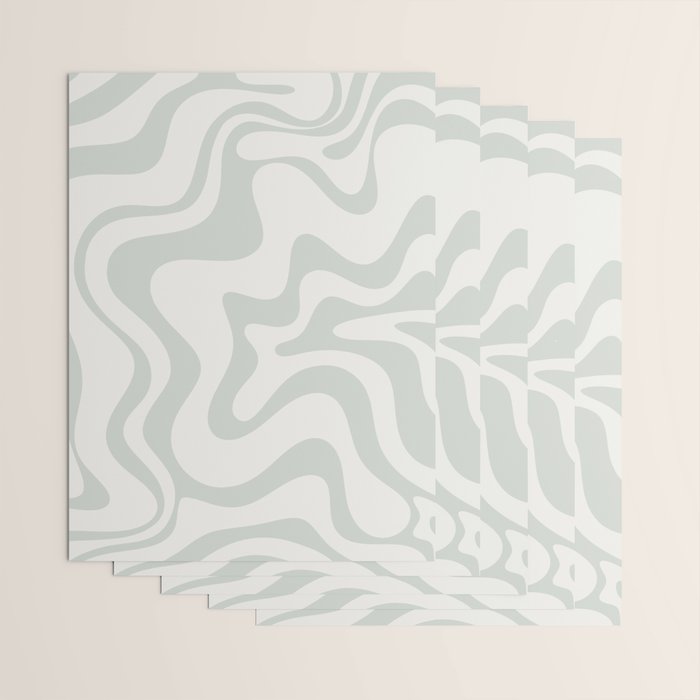 Liquid Swirl Abstract Pattern in Pale Stone and Light Silver Sage Gray Wrapping Paper Gallery Image 3