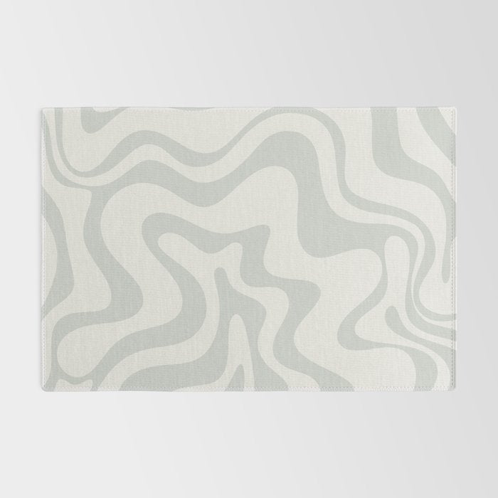 Liquid Swirl Abstract Pattern in Pale Stone and Light Silver Sage Gray Rug Gallery Image 2