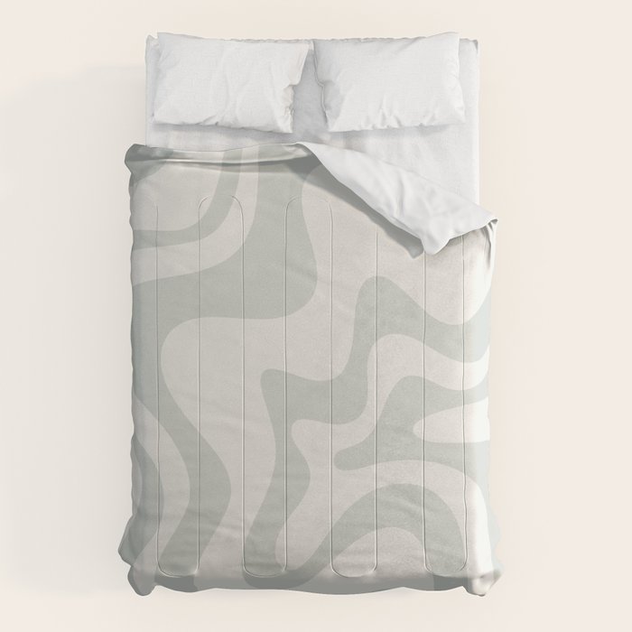Liquid Swirl Abstract Pattern in Pale Stone and Light Silver Sage Gray Comforter Gallery Image 6