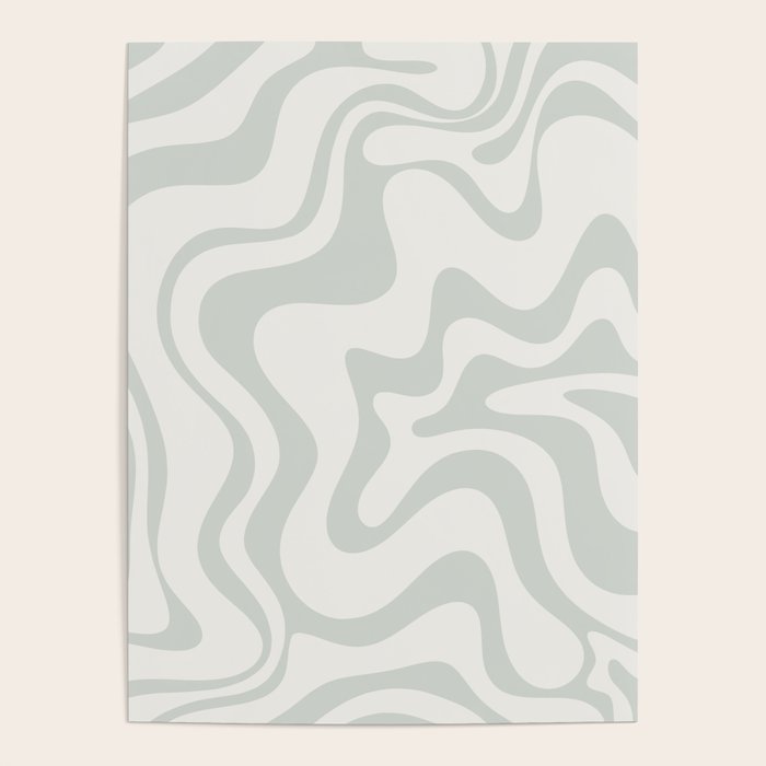 Liquid Swirl Abstract Pattern in Pale Stone and Light Silver Sage Gray Poster Gallery Image 4