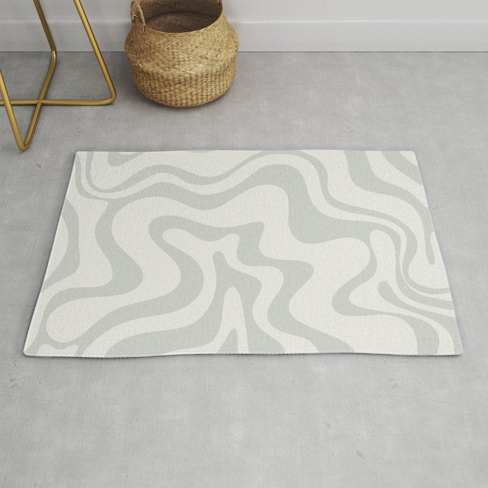 Liquid Swirl Abstract Pattern in Pale Stone and Light Silver Sage Gray Rug Gallery Image 1