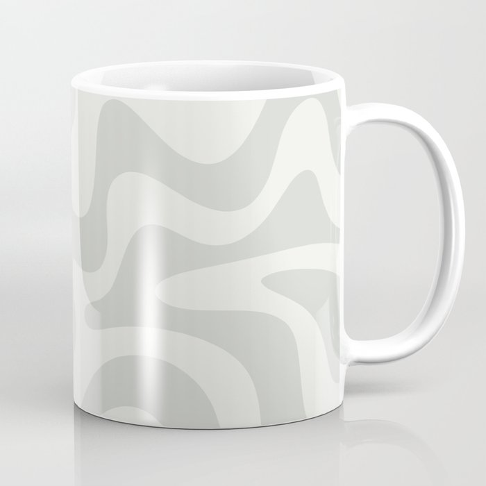 Liquid Swirl Abstract Pattern in Pale Stone and Light Silver Sage Gray Coffee Mug Gallery Image 1