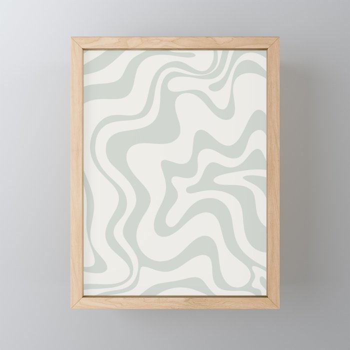 Liquid Swirl Abstract Pattern in Pale Stone and Light Silver Sage Gray Mini Art Print Gallery Image 1