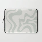 Liquid Swirl Abstract Pattern in Pale Stone and Light Silver Sage Gray Laptop Sleeve Gallery Image 1