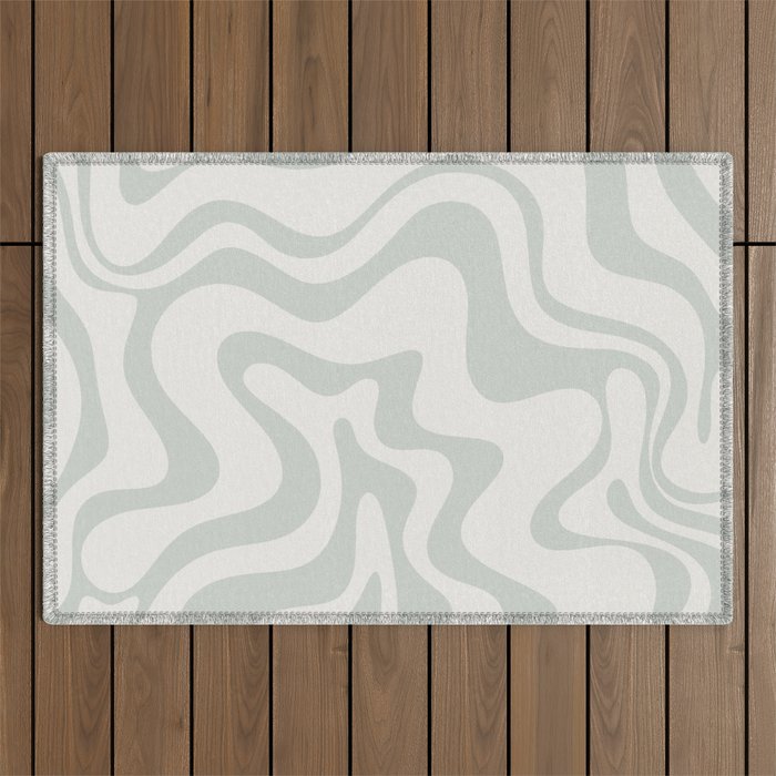 Liquid Swirl Abstract Pattern in Pale Stone and Light Silver Sage Gray Outdoor Rug Gallery Image 1