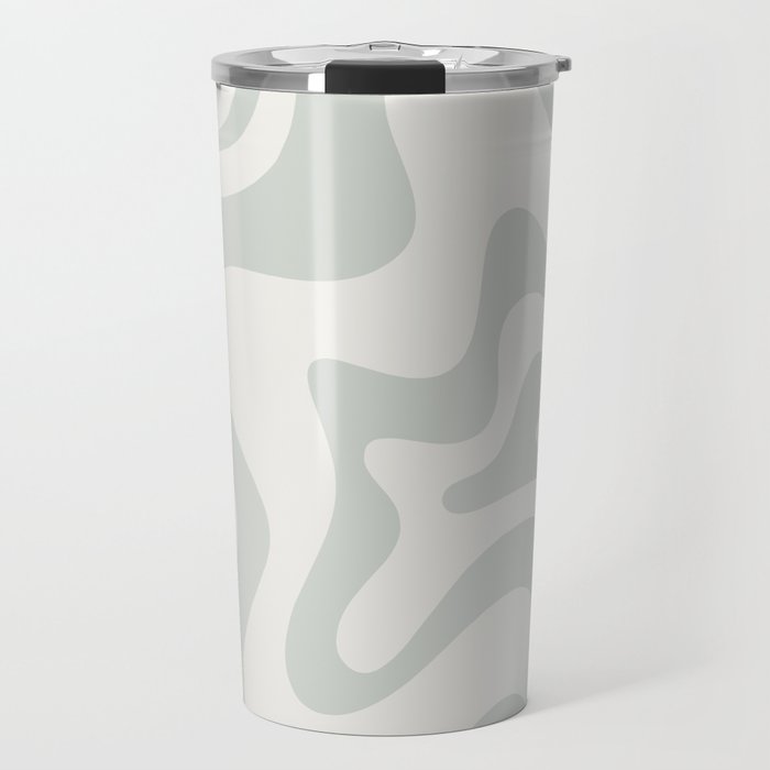 Liquid Swirl Abstract Pattern in Pale Stone and Light Silver Sage Gray Travel Mug Gallery Image 1