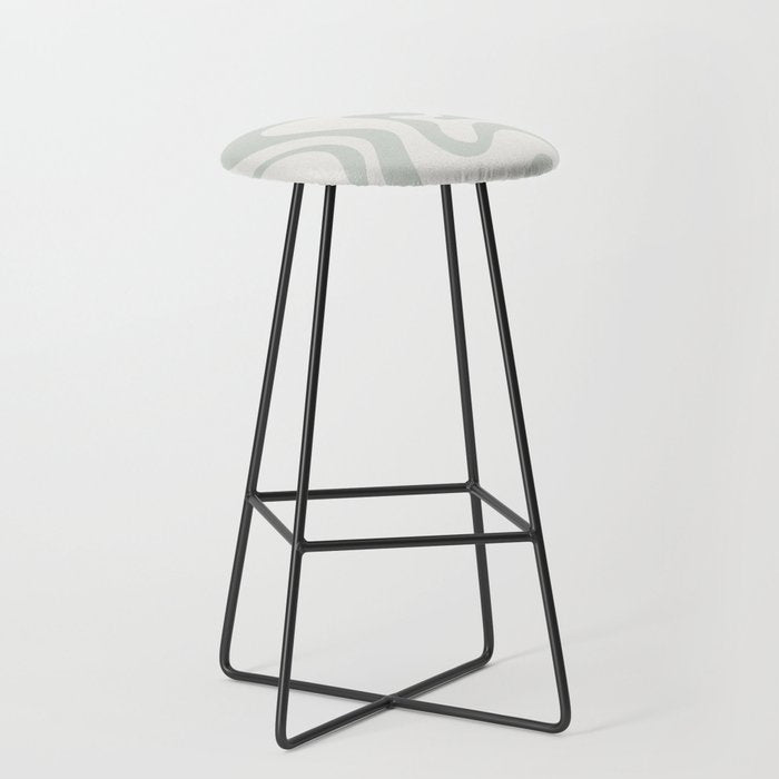 Liquid Swirl Abstract Pattern in Pale Stone and Light Silver Sage Gray Stool Gallery Image 1