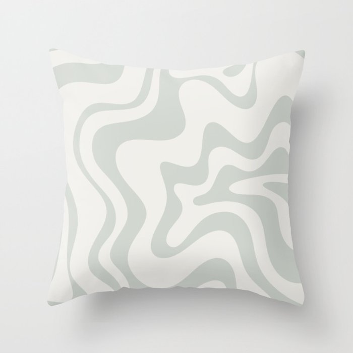 Liquid Swirl Abstract Pattern in Pale Stone and Light Silver Sage Gray Throw Pillow Gallery Image 6