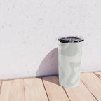 Liquid Swirl Abstract Pattern in Pale Stone and Light Silver Sage Gray Travel Mug Gallery Image 4