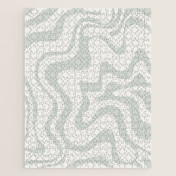 Liquid Swirl Abstract Pattern in Pale Stone and Light Silver Sage Gray Jigsaw Puzzle Gallery Image 1