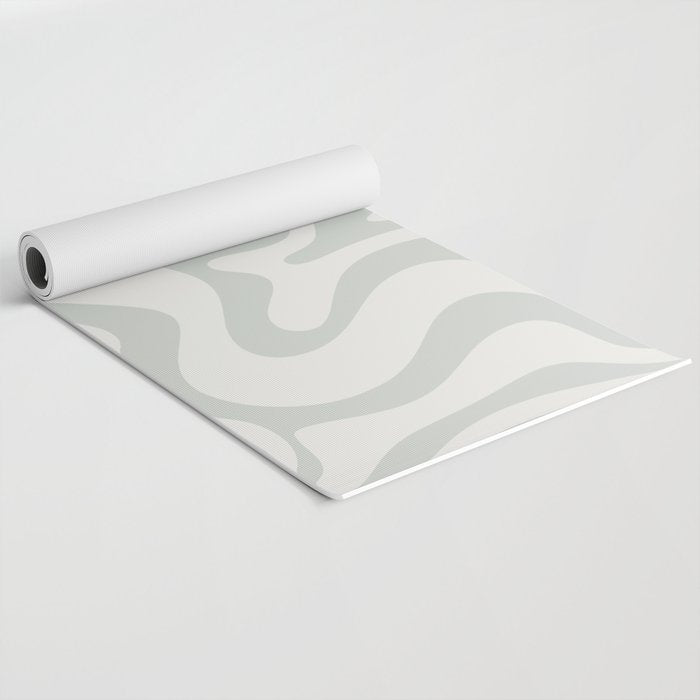Liquid Swirl Abstract Pattern in Pale Stone and Light Silver Sage Gray Yoga Mat Gallery Image 2