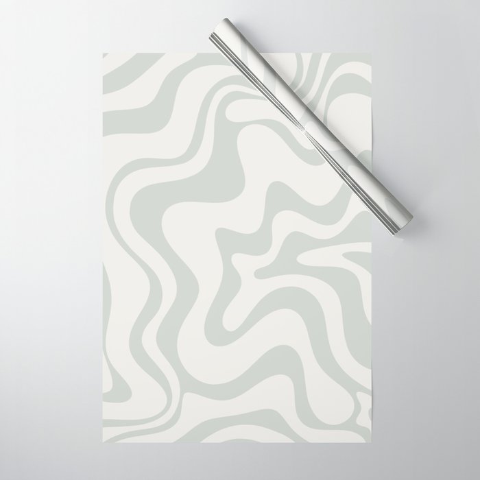 Liquid Swirl Abstract Pattern in Pale Stone and Light Silver Sage Gray Wrapping Paper Gallery Image 1