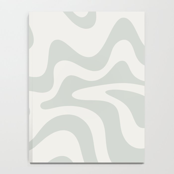 Liquid Swirl Abstract Pattern in Pale Stone and Light Silver Sage Gray Notebook Gallery Image 4