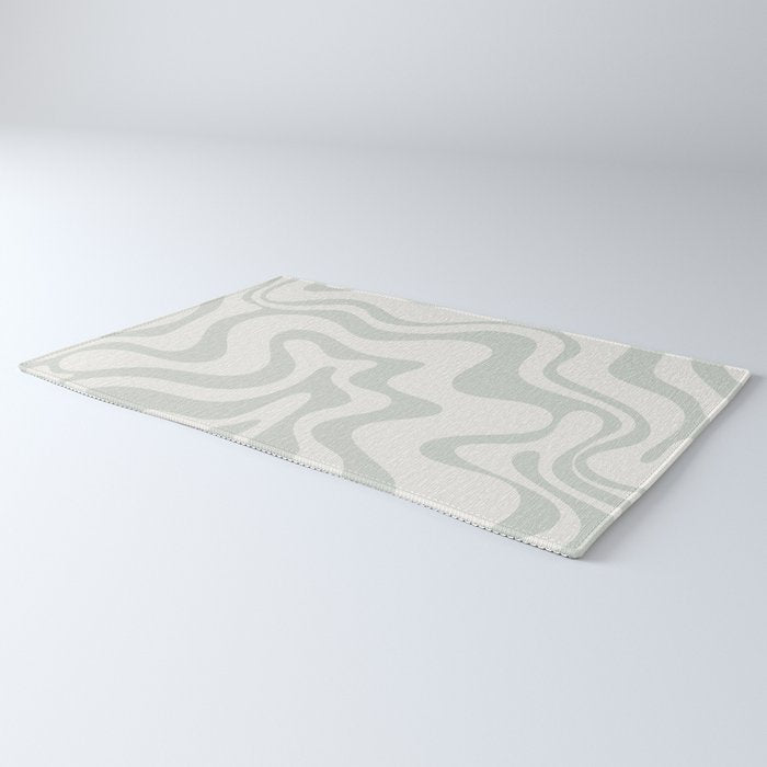 Liquid Swirl Abstract Pattern in Pale Stone and Light Silver Sage Gray Rug Gallery Image 3