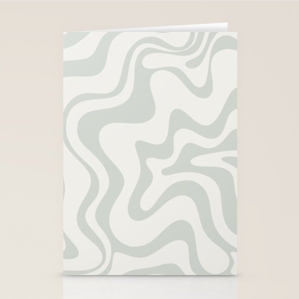 Liquid Swirl Abstract Pattern in Pale Stone and Light Silver Sage Gray Stationery Card Gallery Image 1