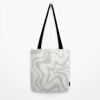 Liquid Swirl Abstract Pattern in Pale Stone and Light Silver Sage Gray Tote Bag Gallery Image 2