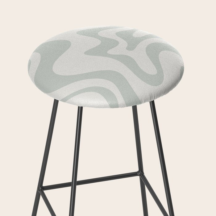 Liquid Swirl Abstract Pattern in Pale Stone and Light Silver Sage Gray Stool Gallery Image 2
