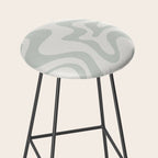 Liquid Swirl Abstract Pattern in Pale Stone and Light Silver Sage Gray Stool Gallery Image 2