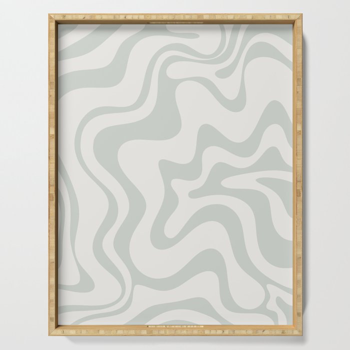 Liquid Swirl Abstract Pattern in Pale Stone and Light Silver Sage Gray Serving Tray Gallery Image 1