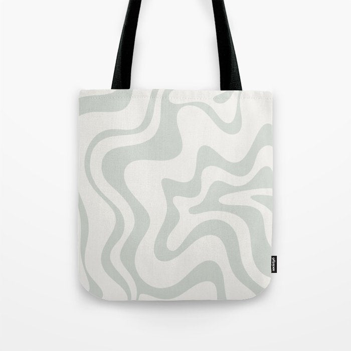 Liquid Swirl Abstract Pattern in Pale Stone and Light Silver Sage Gray Tote Bag Gallery Image 1