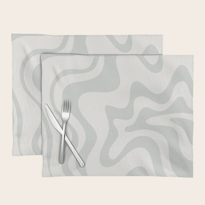 Liquid Swirl Abstract Pattern in Pale Stone and Light Silver Sage Gray Placemat Gallery Image 1