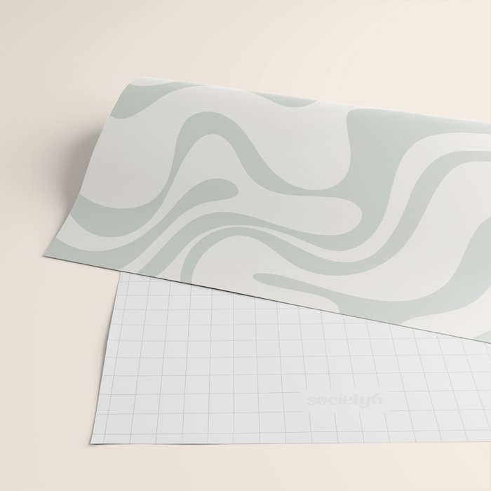 Liquid Swirl Abstract Pattern in Pale Stone and Light Silver Sage Gray Wrapping Paper Gallery Image 2