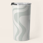 Liquid Swirl Abstract Pattern in Pale Stone and Light Silver Sage Gray Travel Mug Gallery Image 3