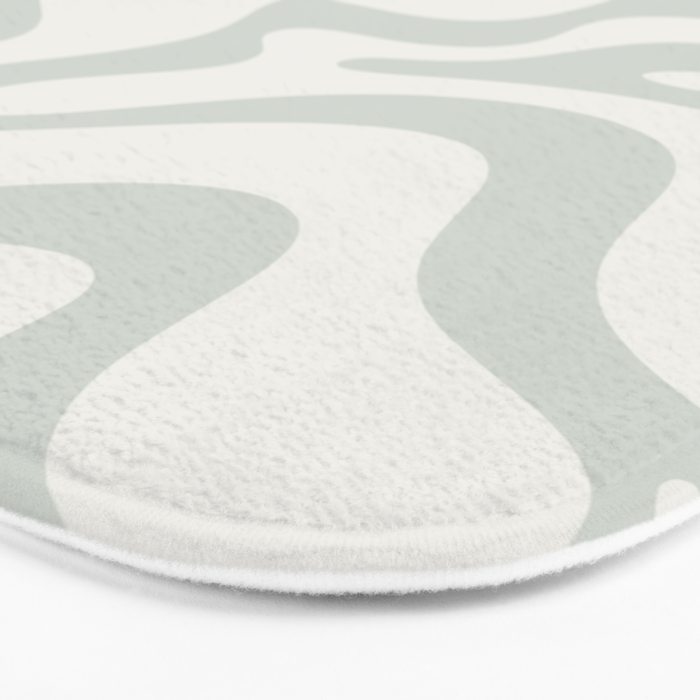 Liquid Swirl Abstract Pattern in Pale Stone and Light Silver Sage Gray Bath Mat Gallery Image 3