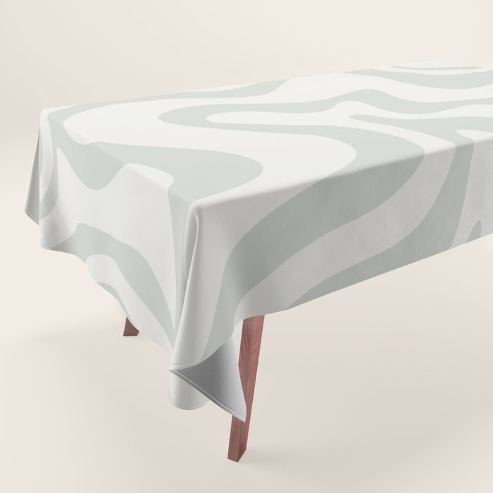 Liquid Swirl Abstract Pattern in Pale Stone and Light Silver Sage Gray Tablecloth Gallery Image 1