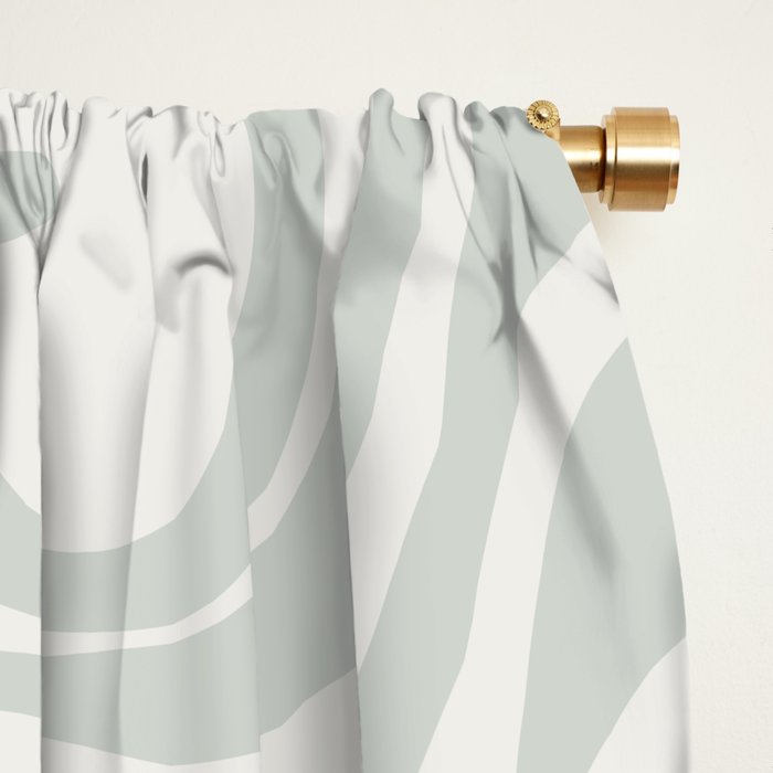 Liquid Swirl Abstract Pattern in Pale Stone and Light Silver Sage Gray Window Curtain Gallery Image 2