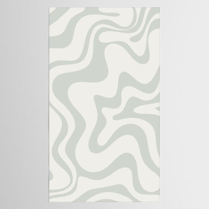 Liquid Swirl Abstract Pattern in Pale Stone and Light Silver Sage Gray Tablecloth Gallery Image 2
