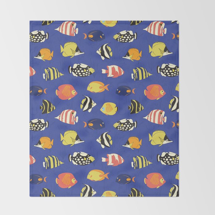 Exotic School Of Reef Fish Throw Blanket Gallery Image 2