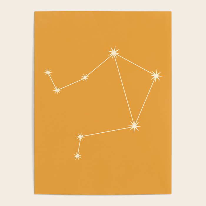 Libra Zodiac Star Constellation Line Art Peach Orange Poster Gallery Image 4