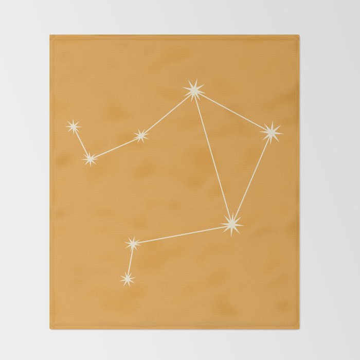 Libra Zodiac Star Constellation Line Art Peach Orange Throw Blanket Gallery Image 2