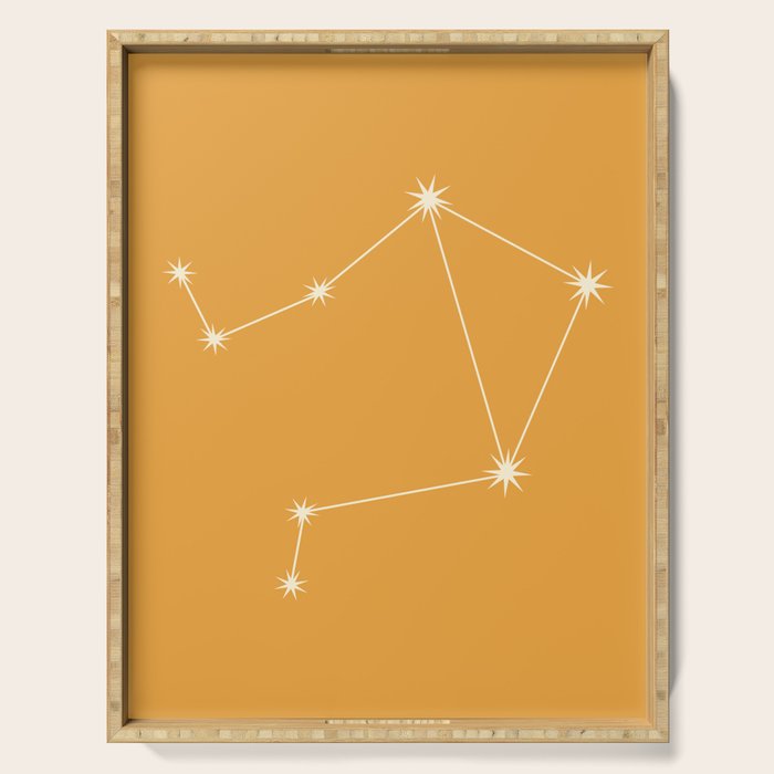 Libra Zodiac Star Constellation Line Art Peach Orange Serving Tray Gallery Image 1