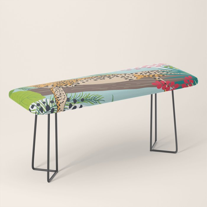 Colorful Jungle Cheetah Print Bench Gallery Image 1